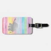 銀エレガントグリッターゾウ水カラーストライプ ラゲッジタグ (正面横)