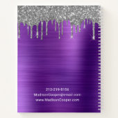 銀エレガントグリッタードリップパープルアポイントメント ノートブック (裏面)