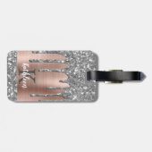 銀エレガントグリッタードリップピンク金属モノグラム ラゲッジタグ (裏面横)