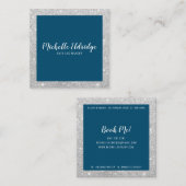 銀エレガントグリッターヘアメイクアップ紺色 スクエア名刺 (正面/裏面)