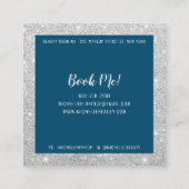 銀エレガントグリッターヘアメイクアップ紺色 スクエア名刺 (裏面)