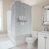 銀エレガントグリッターモノググラデーションラム シャワーカーテン (インサイチュ)