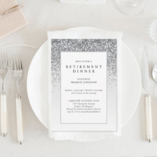 銀エレガントグリッター事業退職パーティー 招待状