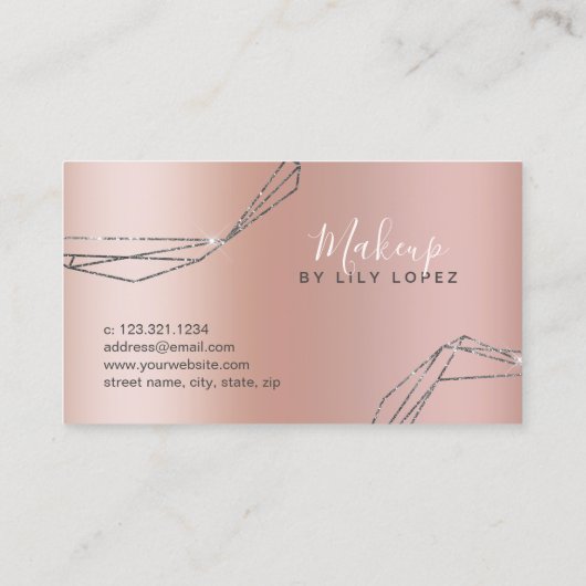 銀エレガントグリッター枠金属化粧 名刺 (裏面)