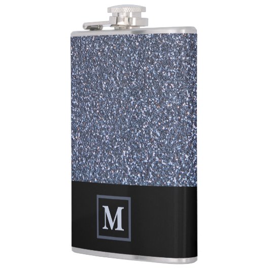 銀エレガントグリッター模擬モノグラムギフトメンズ フラスク (左)