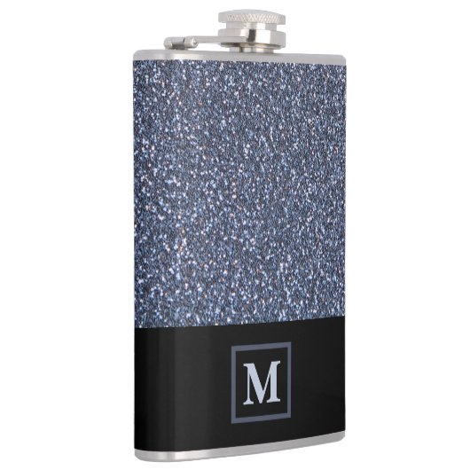 銀エレガントグリッター模擬モノグラムギフトメンズ フラスク (右)