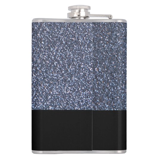 銀エレガントグリッター模擬モノグラムギフトメンズ フラスク (裏面)