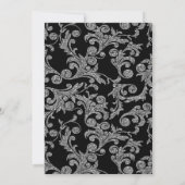 銀エレガントグリッター目盛りキャップ、渦巻き 招待状 (裏面)