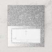 銀エレガントグリッター確認又は洗礼 プレイスカード (外部開封)