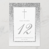 銀エレガントグリッター確認又は洗礼 招待状 (裏面)