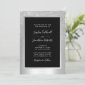 銀エレガントグリッター箔すべて結婚の 招待状 (スタンド正面)