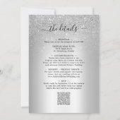 銀エレガントグリッター箔すべて結婚の 招待状 (裏面)
