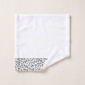 銀エレガントグリッター羽毛オンホワイトモノグラム バスタオルセット (ウォッシュタオル)