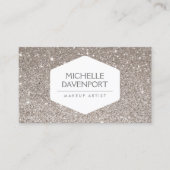 銀エレガントグリッター背景上の白いエンブレム 名刺 (正面)