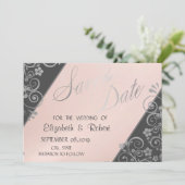 銀エレガントグリッター花の日付を保存 セーブザデート (スタンド正面)