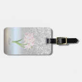 銀エレガントグリッター《写真》ぼけ味グラデーション、花 ラゲッジタグ (正面横)