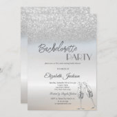 銀エレガントグリッター《写真》ぼけ味バチェロレッテ 招待状 (正面/裏面)
