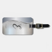 銀エレガントグリッター《写真》ぼけ味、モノグラム ラゲッジタグ (正面横)
