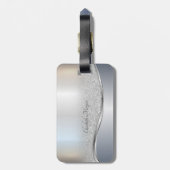 銀エレガントグリッター《写真》ぼけ味、モノグラム ラゲッジタグ (裏面縦)