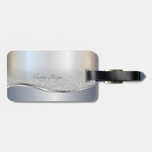 銀エレガントグリッター《写真》ぼけ味、モノグラム ラゲッジタグ (裏面横)