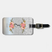 銀エレガントグリッター《写真》ぼけ味、モノグラム、花 ラゲッジタグ (正面横)