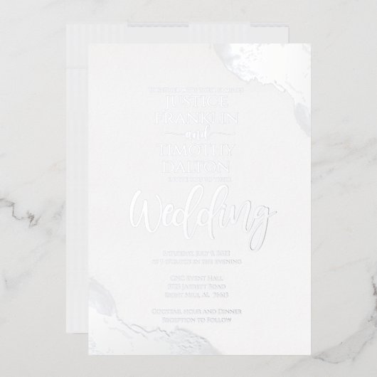 銀エレガントコー縁ど結婚ナー 箔招待状 (封筒)