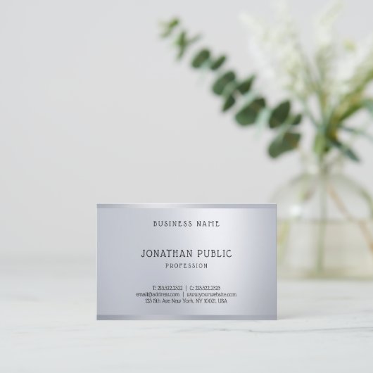 銀エレガントシンプルモダンテンプレートプロフェッショナル 名刺 (スタンド正面)