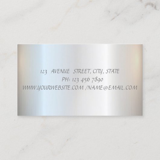 銀エレガントスタイリッシュ輝ストライプの 名刺 (裏面)