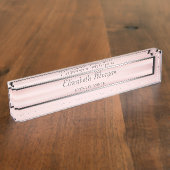 銀エレガントスタイリッシュ、ピンク、フレームストライプ デスクネームプレート (側面)