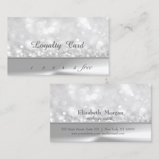 銀エレガントスタイリッシュ《写真》ぼけ味ロイヤリティカード ロイヤリティカード (正面/裏面)