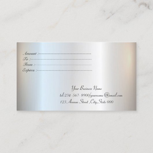 銀エレガントスタイリッシュ、幾何学模様、ストライプ記号 割引カード (裏面)