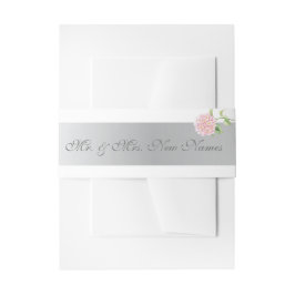 銀エレガントストライプとピンクアジサイ結婚ズ 招待状ベリーバンド