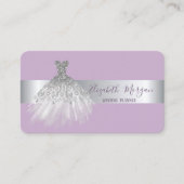 銀エレガントストライプモダングリッタードレスバイオレット 名刺 (正面)