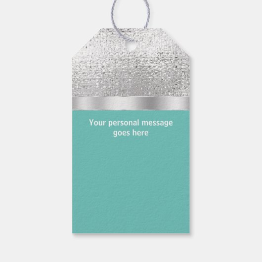銀エレガントティール（緑がかった色）の結婚恩恵 ギフトタグ (裏面)