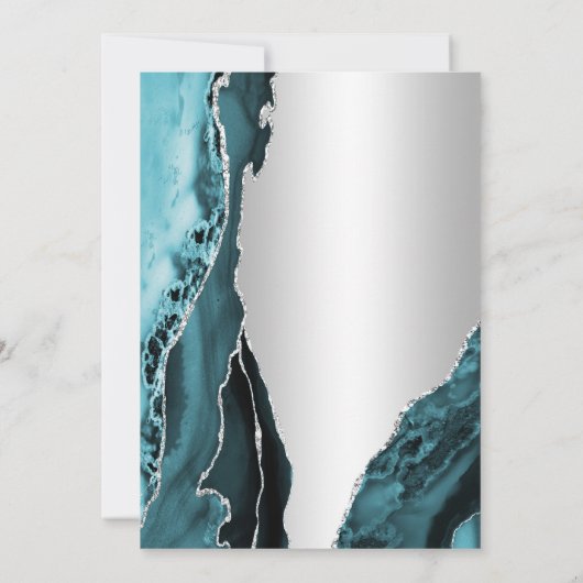 銀エレガントティール（緑がかった色）アガテ40歳の誕生日 招待状 (裏面)