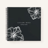 銀エレガントハイビスカス花 ノートブック (正面)