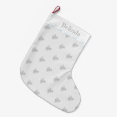 銀エレガントハート模様 ラージクリスマスストッキング (正面 (吊り時))