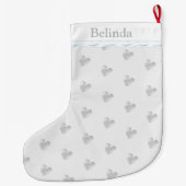 銀エレガントハート模様 ラージクリスマスストッキング (裏面)