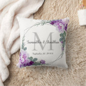 銀エレガントパープルフローラ結婚装飾用クッション クッション (ブランケット)
