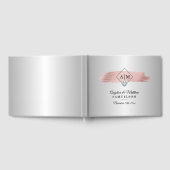 銀エレガントピンクのローズ金ゴールドモノグラ結婚ム ゲストブック (全面)