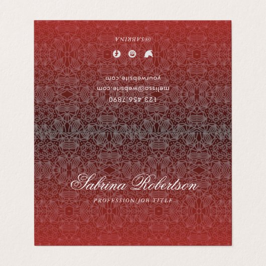 銀エレガントフェイクとブルゴーニュ赤装飾品 名刺 (外部フラット)