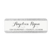 銀エレガントフェイクグリッターストライプ差出人住所 ラベル (正面)