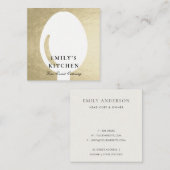 銀エレガントフェイクスプミニマルーン料理用ケータリング スクエア名刺 (正面/裏面)