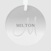 銀エレガントフェイク灰色グラジエントモノグラム オーナメント (裏面)