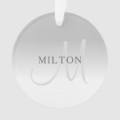 銀エレガントフェイク灰色グラジエントモノグラム オーナメント (正面)