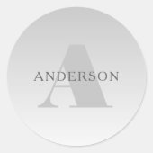 銀エレガントフェイク灰色グラジエントモノグラム ラウンドシール (正面)