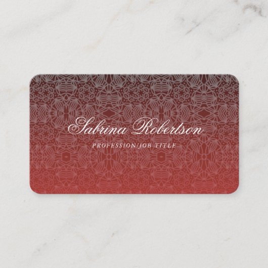 銀エレガントフェイク装飾模様スクリプト 名刺 (正面)