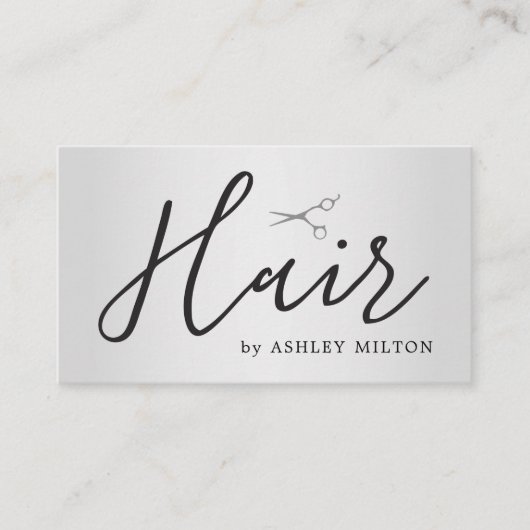 銀エレガントフェイク鋏美容師 名刺 (正面)