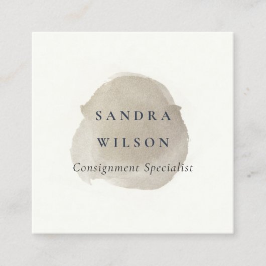 銀エレガントフェイク黒ブラシモダン線 スクエア名刺 (正面)