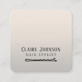 銀エレガントフェイク黒髪ピンヘアスタイリスト スクエア名刺 (正面)